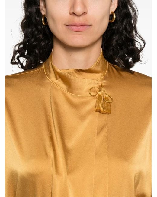 Forte_forte Orange Heavy Stretch Silk Satin Kimono Shirt