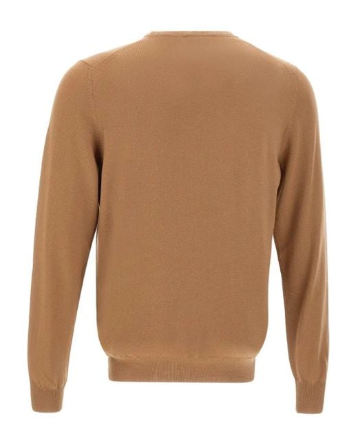 Gran Sasso Brown Wool Crew-Neck Sweater for men