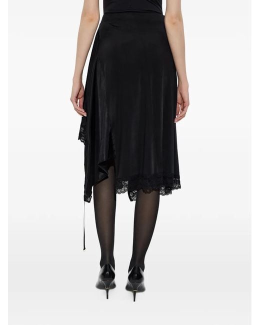 Vetements Black Lace-Trim Asymmetric Skirt