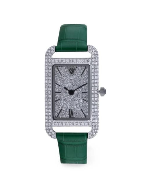Christian Van Sant Green Opaline Crystal-Embellished 36Mm Watch