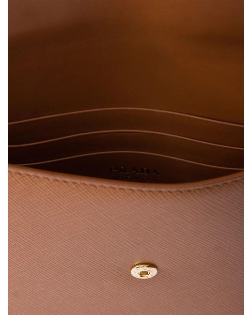 Prada Brown Saffiano-Leather Envelope Clutch