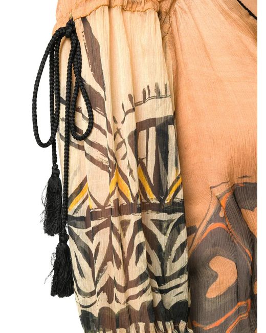 Alberta Ferretti Multicolor Sheer Patterned Blouse