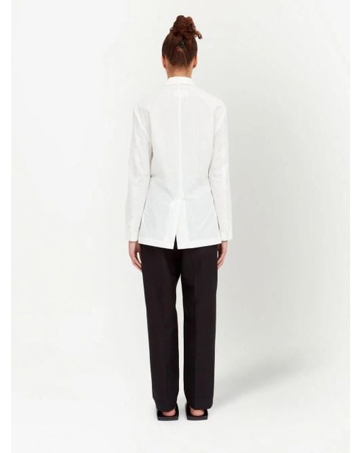 MM6 by Maison Margiela White Pinstriped Single-Breasted Blazer