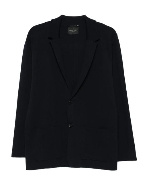 Roberto Collina Black Two-Button Patch-Pocket Blazer for men
