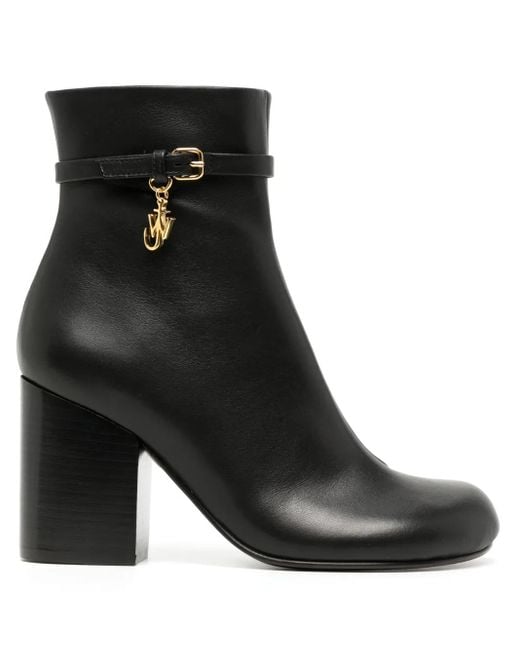 J.W. Anderson Black 80Mm Logo-Charm Leather Boots