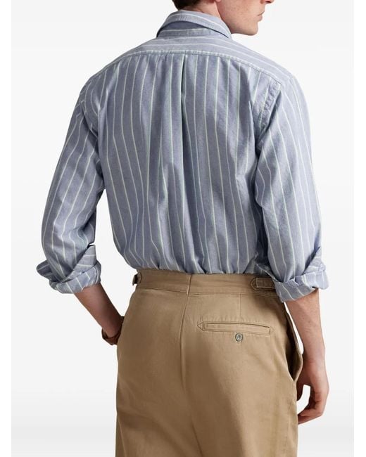Polo Ralph Lauren Blue Striped Buttoned Shirt for men