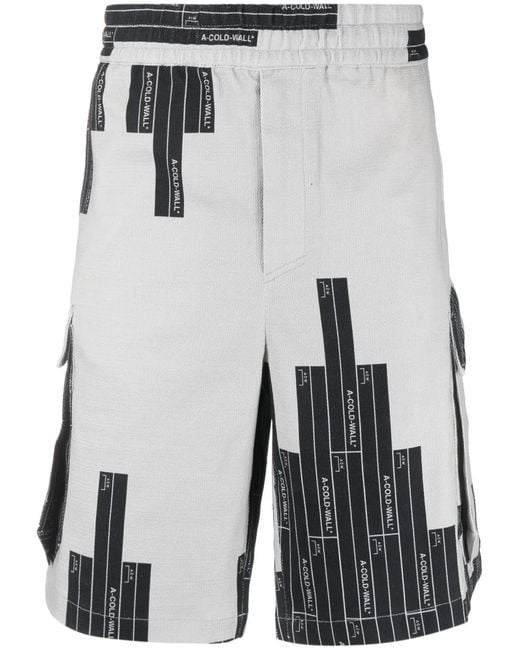 A_COLD_WALL* Gray Vector-Monogram Cargo Shorts for men