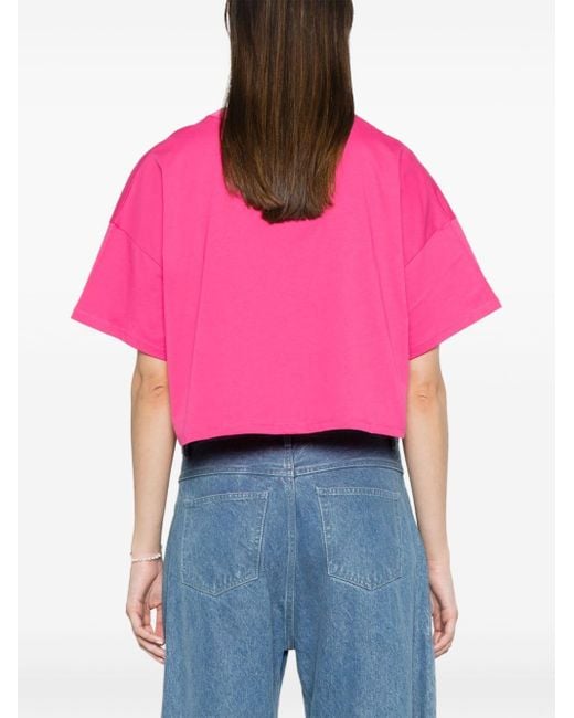 T-shirt crop à logo imprimé Karl Lagerfeld en coloris Pink