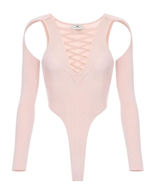Elisabetta Franchi Pink Crossover Laces Top
