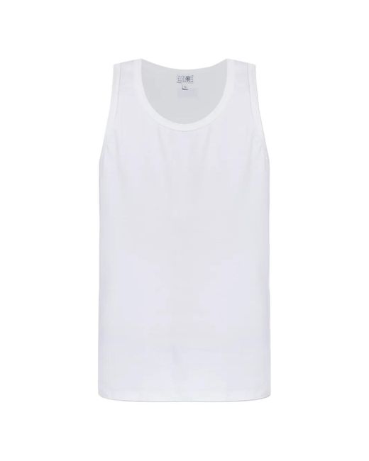 MM6 by Maison Margiela White Logo-Patch Vest for men