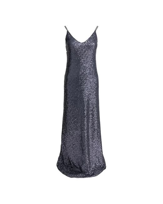 Semler Blue Sequin V-Neck Maxi Dress