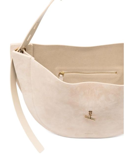 MINOBOSSI White Liz Suede Shoulder Bag