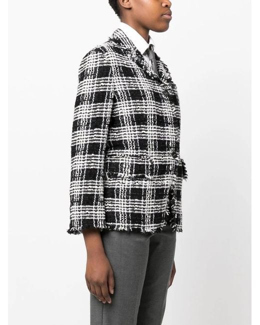 Thom Browne Black Check-Pattern Tweed Jacket