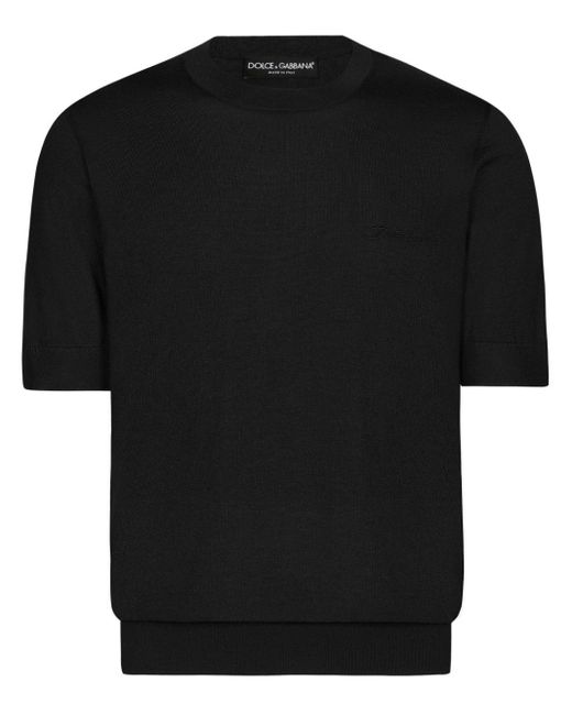 Camiseta con logo bordado Dolce Gabbana de hombre de color Negro Lyst