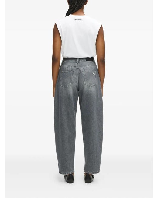 Karl Lagerfeld Gray Ikon Barrel-Leg Jeans