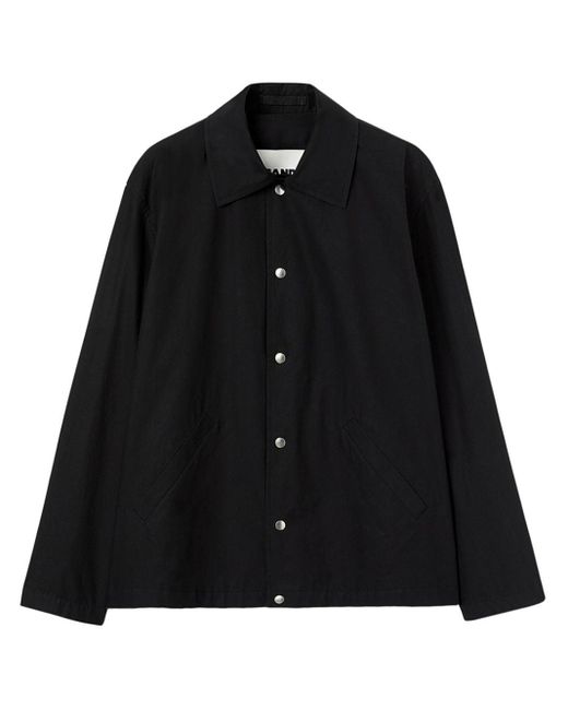 Jil Sander Black Logo-print Cotton-poplin Shirt Jacket for men