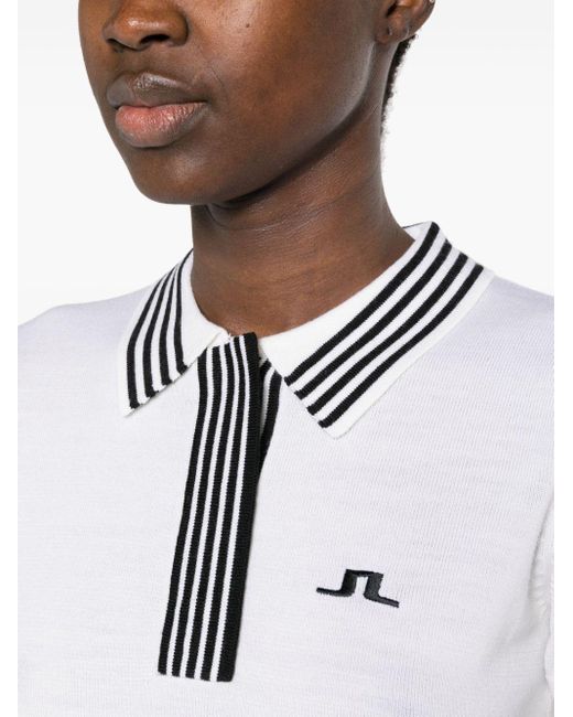 J.Lindeberg White Lucie Fine-knit Polo Shirt