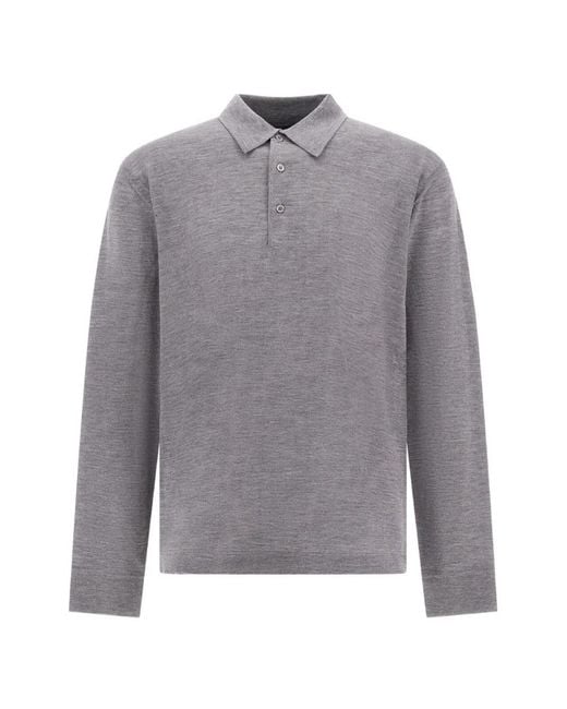 Herno Gray Cashmere Polo Shirt for men