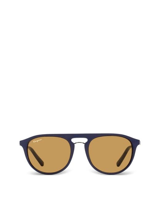 Ferragamo Eyewear Blue Gancini Pilot-Frame Sunglasses for men