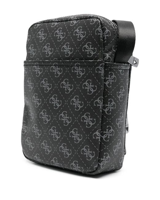 Guess Black Monogram Messenger Bag for men