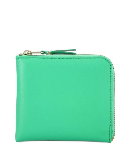 Comme des Garçons Green Zip Small Leather Wallet