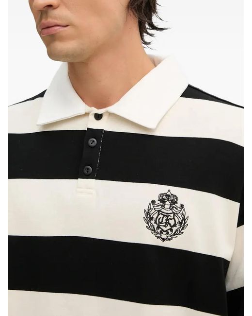 The Kooples Black Striped-Pattern Long-Sleeve Polo Shirt for men