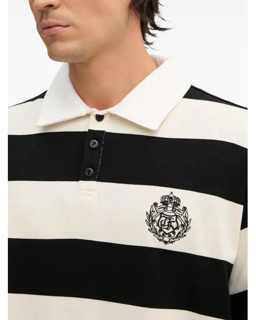 The Kooples Black Striped-Pattern Long-Sleeve Polo Shirt for men