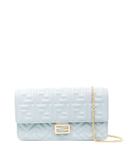 Wallet on chain baguette portafoglio in nappa azzurra di Fendi in Blue