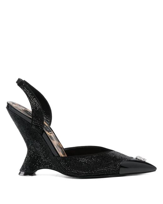 Philipp Plein Black Decollete 105Mm Crystal-Embellished Pumps