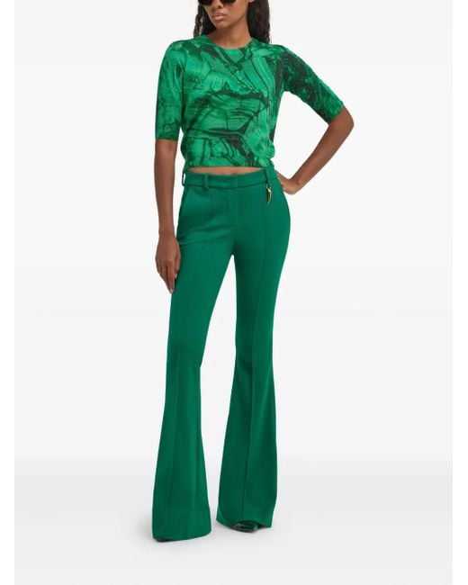 Roberto Cavalli Green Abstract-Print T-Shirt