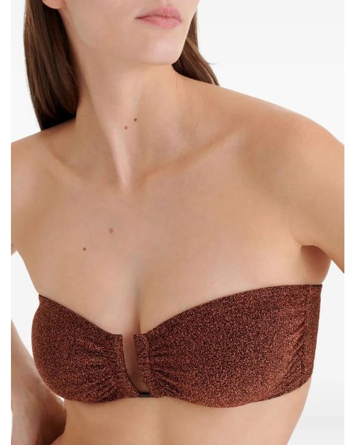 Eres Brown Flamboyant Ruched Bandeau Bikini Top