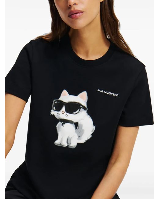 Karl Lagerfeld Black Ikon Choupette T-Shirt