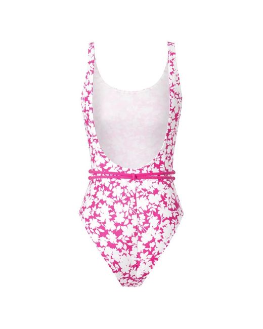 MICHAEL Michael Kors Pink Floral-Print Belted Swimsuit