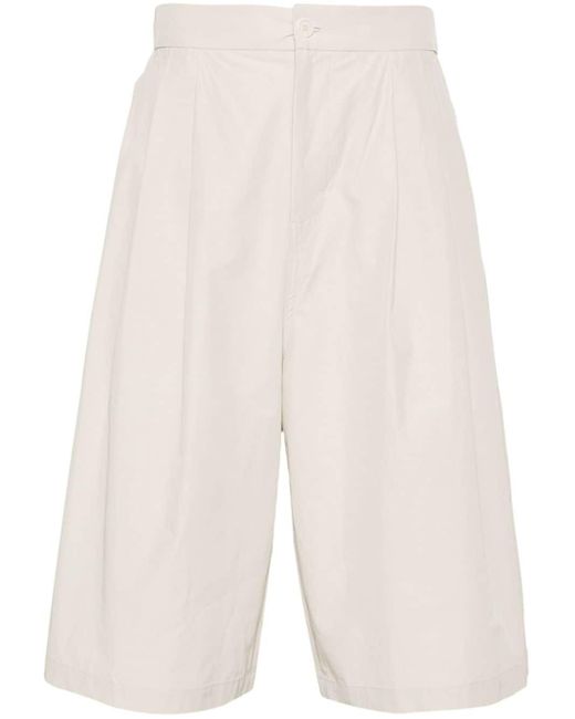 Amomento White Two Tuck Wide Shorts for men