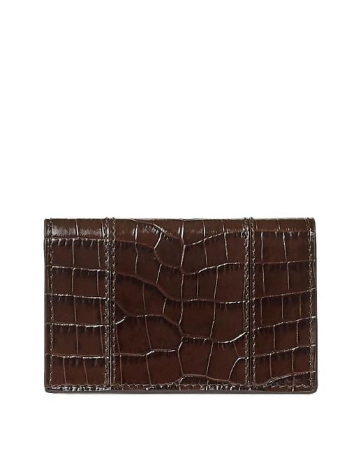 Jimmy Choo Brown Nello Crocodile-Effect Leather Wallet