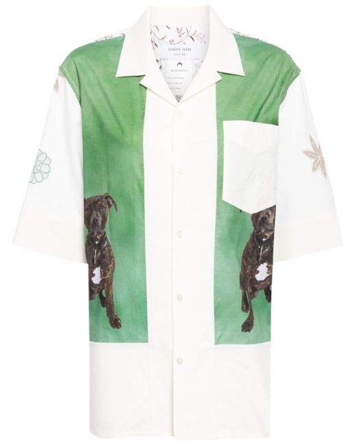 MARINE SERRE Green Printed Short-sleeve Shirt