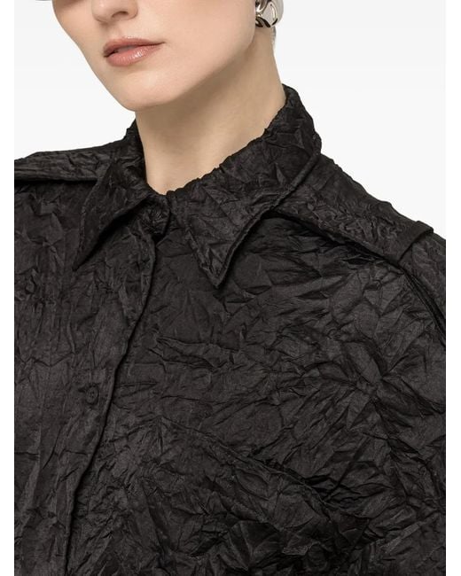 Nissa Black Crinkle Effect Shirt