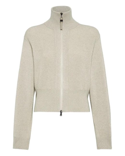 Brunello Cucinelli Natural Sparkling Cashmere Cardigan