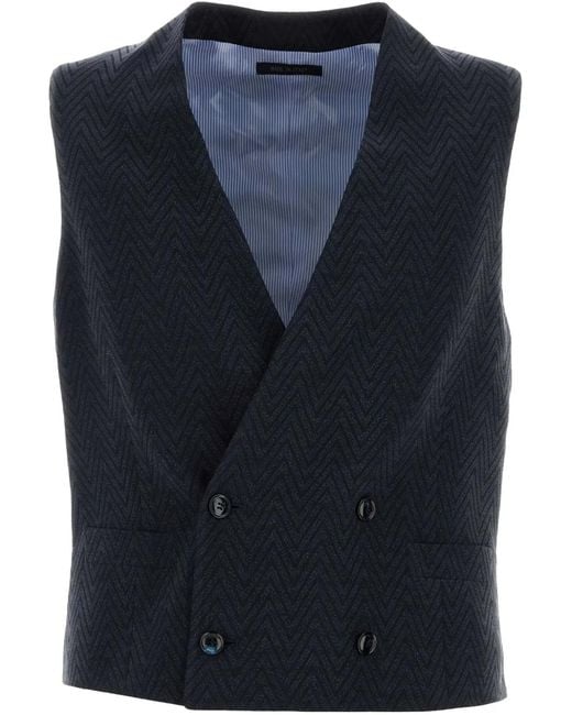 Giorgio Armani Blue Zigzag Waistcoat for men