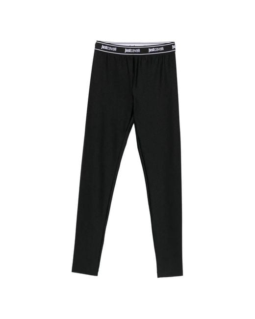 Just Cavalli Black Legging À Taille Logo