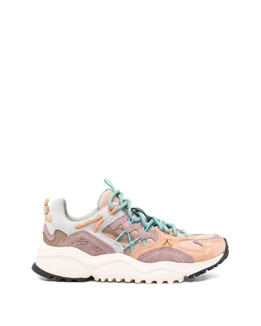 Flower Mountain White Yamabushi Lace-Up Sneakers