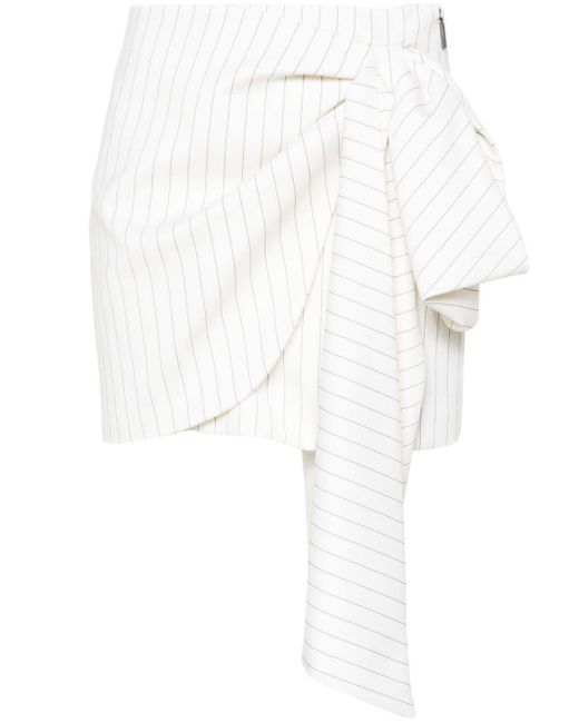 MSGM White Bow-detail Pinstriped Miniskirt