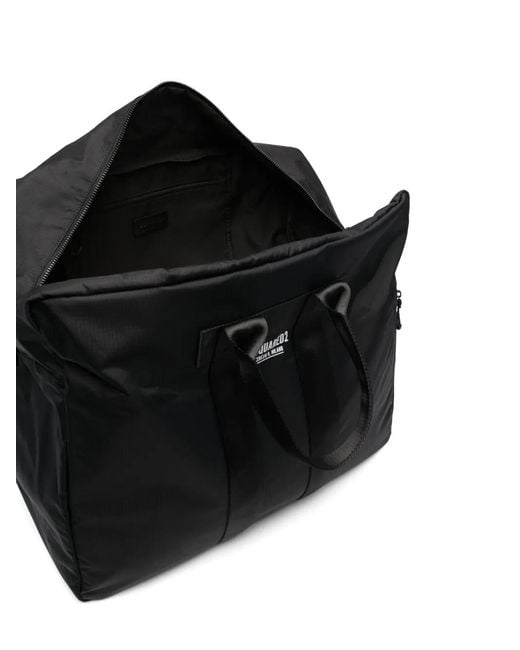 DSquared² Black Logo-Print Weekend Bag for men