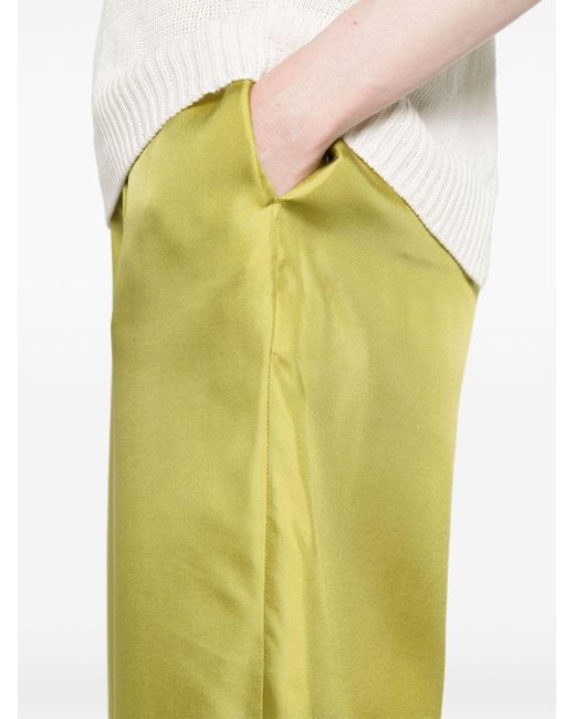 High-waist silk palazzo trousers di Blanca Vita in Yellow