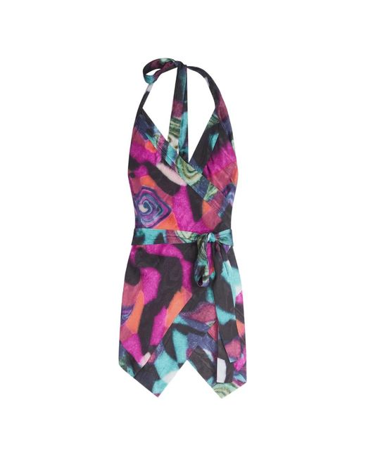 Dries Van Noten White Halterneck Moiré Top