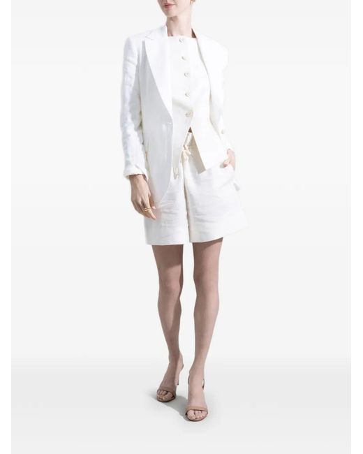 Eleventy White Single-Breasted Two-Button Blazer