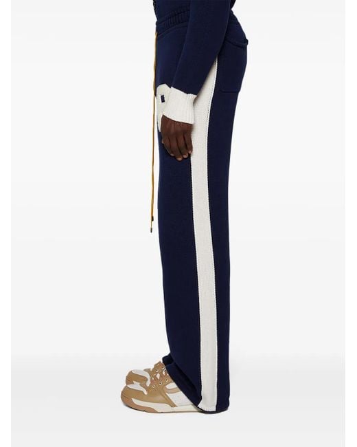 Rhude Blue Letter-Patch Drawstring Trousers for men