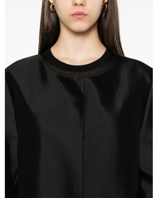 Totême  Black Collarless Silk Coat