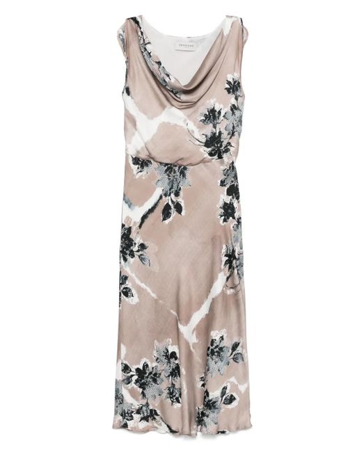ERMANNO FIRENZE Gray Midikleid Mit Blumen-Print