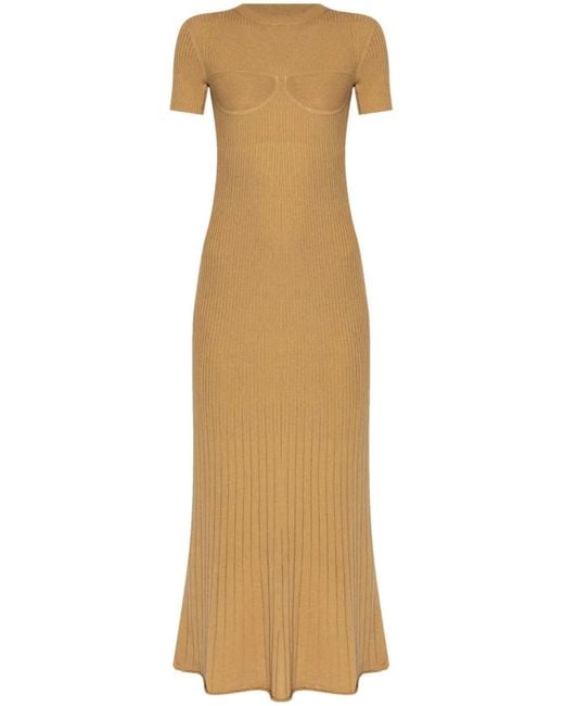 Max Mara Natural Ribbed Maxi Dress